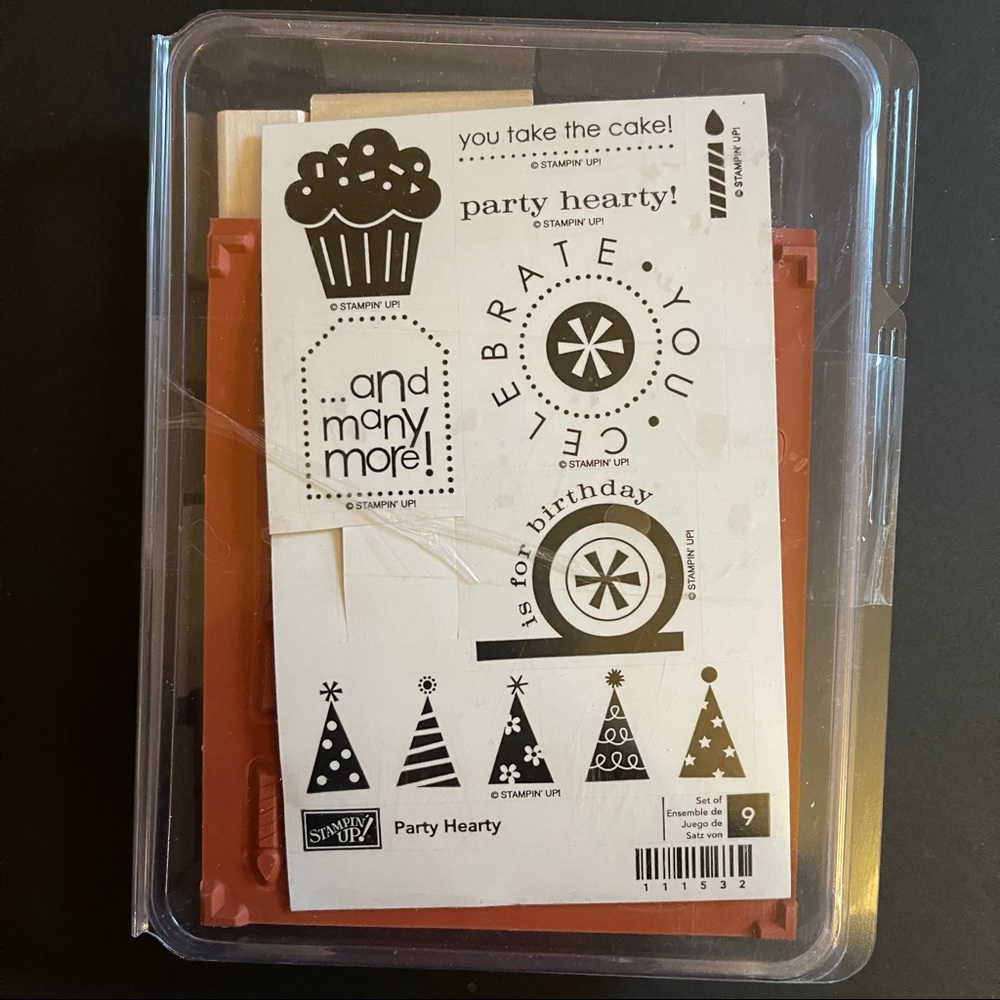 New Retired Stampin Up Stamp Set, Party Hearty, Birthday, Cupcake, Hats, Candle